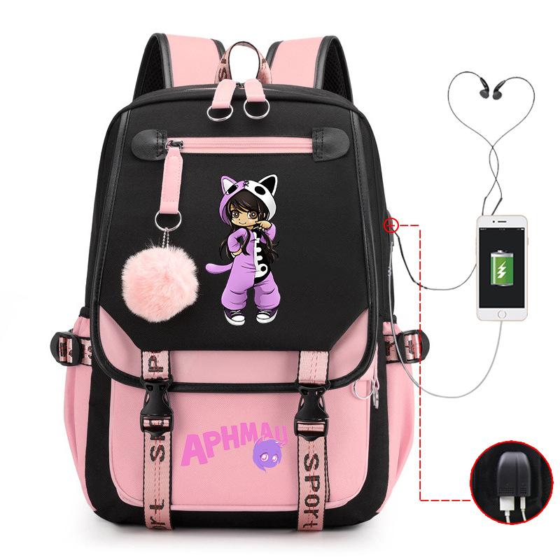 Harajuku Simple and Versatile Aphmau Junior High School Student School Bag Female Lightweight Large Capacity Middle School Student Backpack