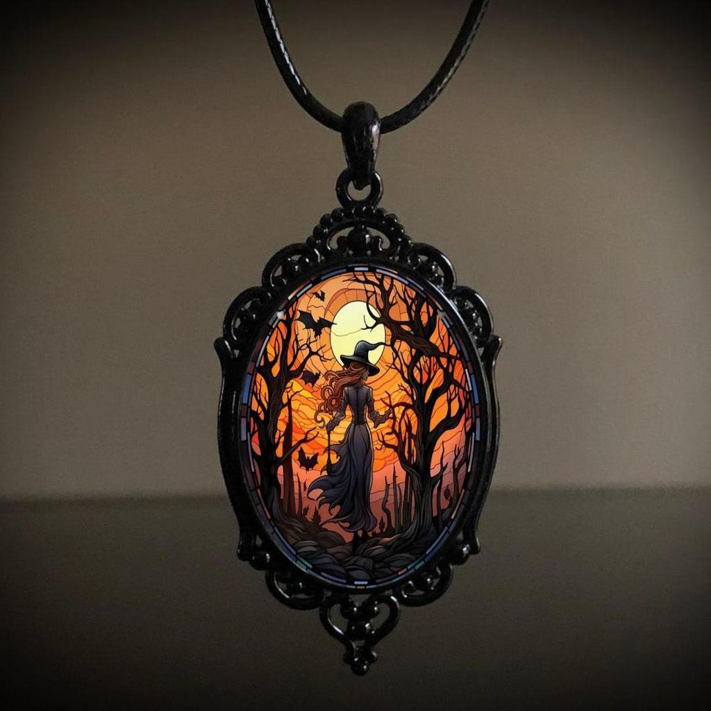 Gothic Vampire Halloween Wizard Necklace Women Men Fashion Pagan Witch Jewelry Accessories Gift Necklace