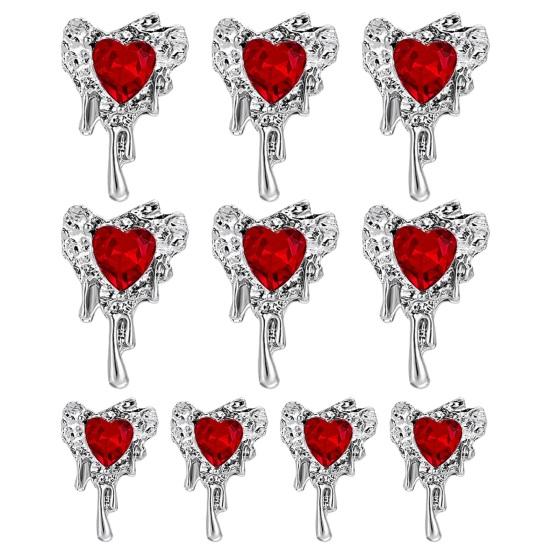 10 шт., стразы для дизайна ногтей, украшения 3D, сердце, искусственный кристалл на сплаве, подвески, креативные украшения, аксессуары для чехла для телефона, ожерелье, ювелирные изделия