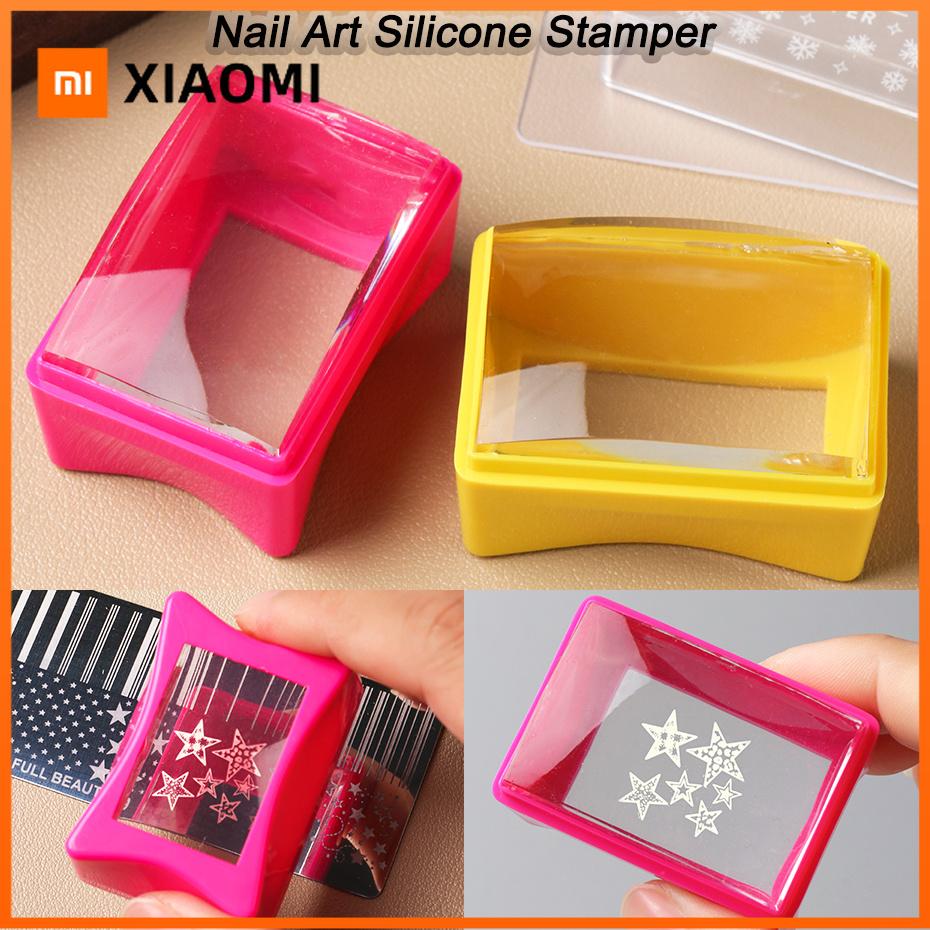 Xiaomi Pink Yellow Erasable Square Clear Nail Art Silicone Stamper with Scraper Soft Nail Transfer Stamping Tool Manicure Supplies
