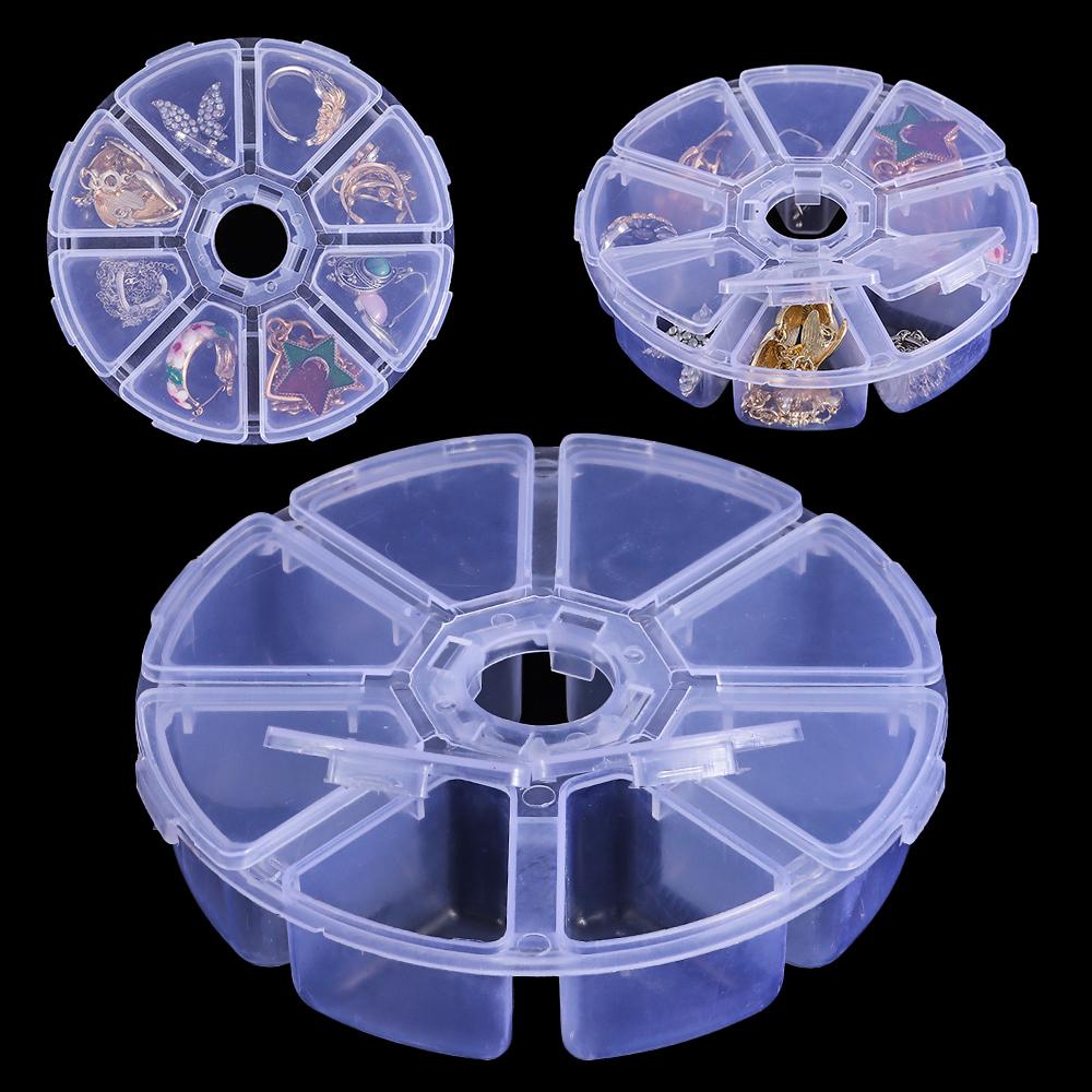 Fashion Organizer Transparent Nail Art Rhinestones Case Jewelry Container Empty Storage Box 8 Grids