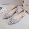Casual Spike Margarite Soft Leather Comfortable Low Heeled Shoes 2024 New Simple All-match Thick Heel Ladies Shoes Summertime