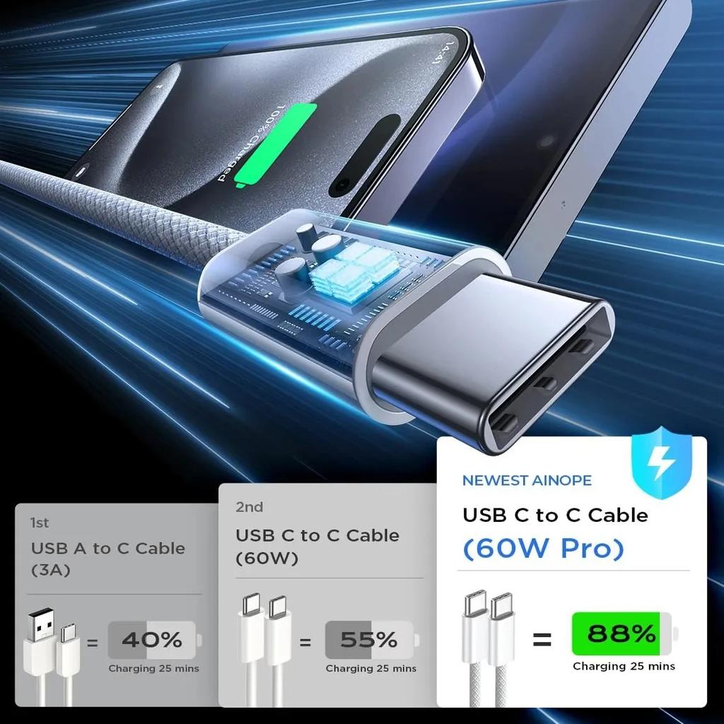 PD60W Fast Charging IPhone 15 Data Cable Type-c Braided Cable Suitable for Samsung IPhone 15 Series Charging Cables