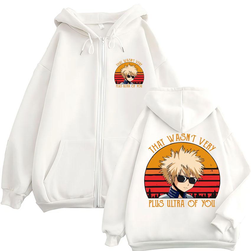 Anime My Hero Academia Katsuki Bakugo Zip Up Hoodies Men Women Harajuku Vintage Manga Sweatshirt Oversized Jackets