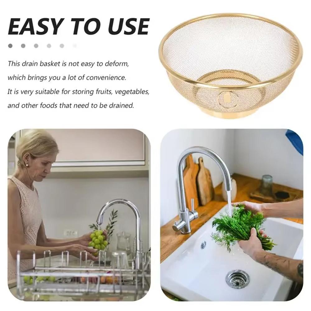 Stainless Steel Mesh Colander Multi-function Washing Rice Bowl New Strainer Basket