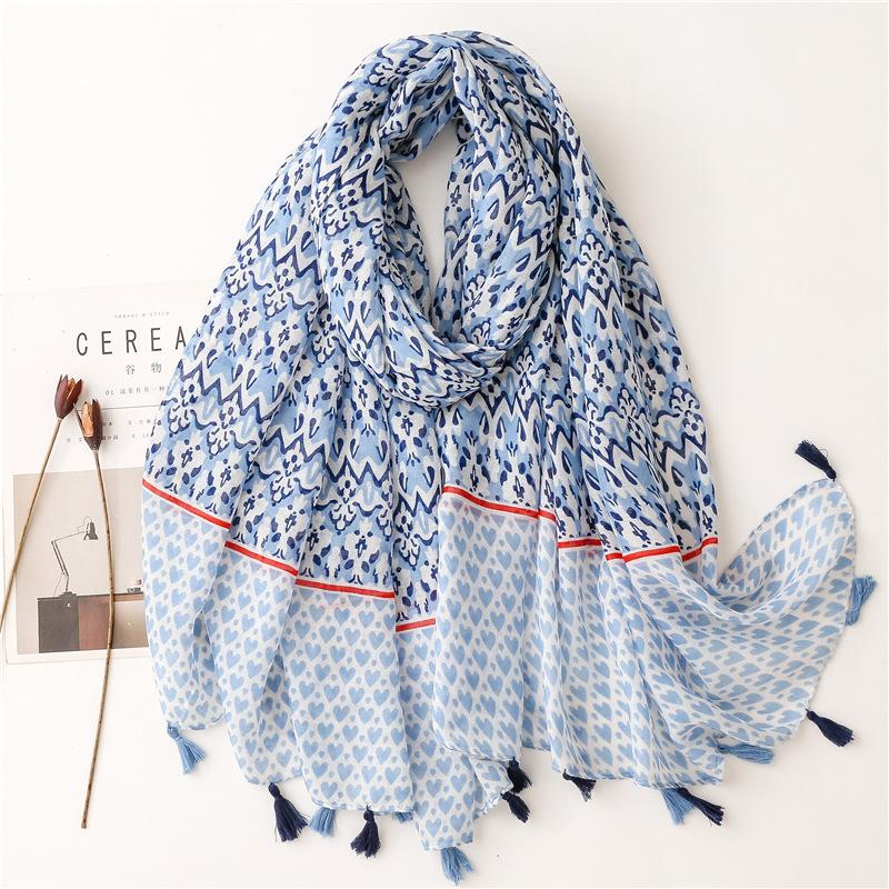 Fashion Luxury Brand Ombre Color Blocked Tassel Viscose Shawl Scarf Lady High Quality Wrap Pashmina Stole Bufandas Muslim Hijab