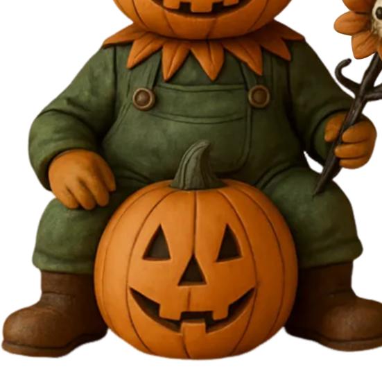 Pumpkin Man Figurine Scary Halloween Pumpkin Head Scarecrow Statue with Skull Sunflower