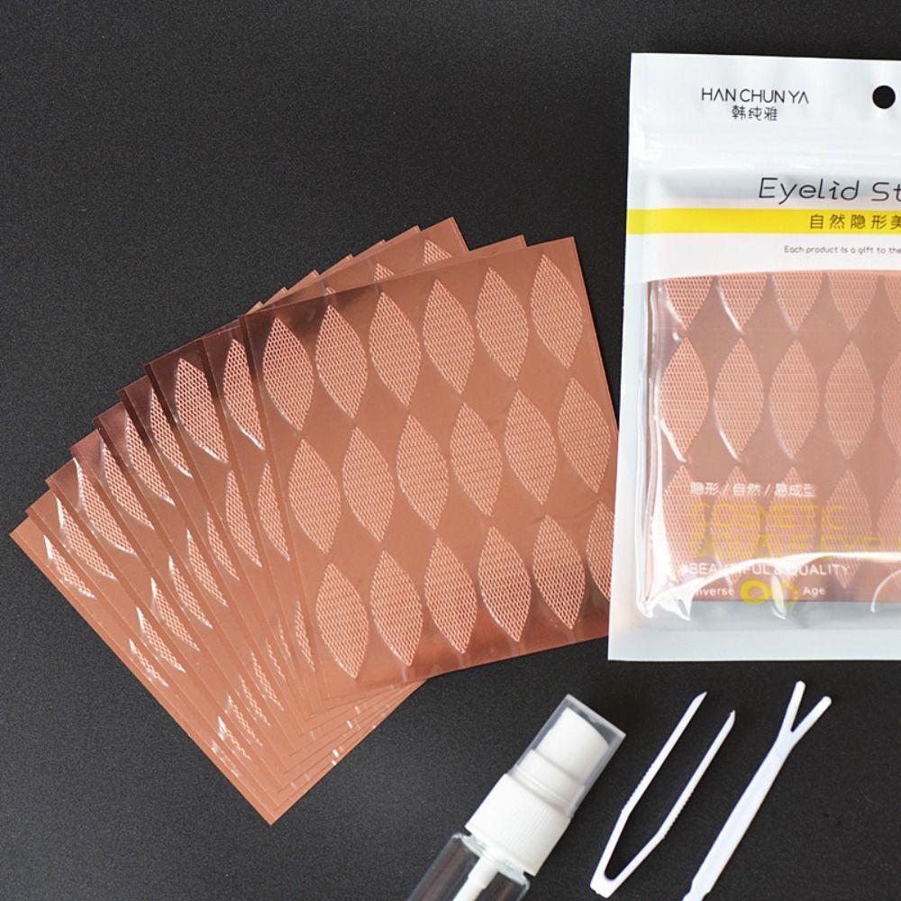 Вставить женскую двойную ленту для век, невидимые наклейки для глаз, кружевная сетка, наклейка для век, самоклеющееся волокно