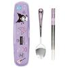 Lilpang Sanrio All-in-One All-Stainless Steel Spoon Clear Case Set, Kuromi, Spoon + Chopsticks + Case, 1 Set