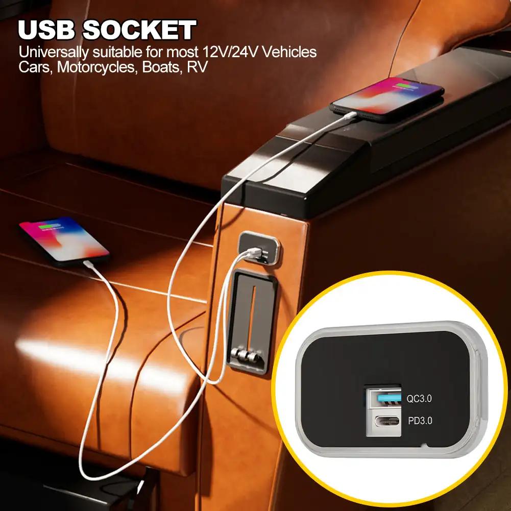 12 В/24 В автомобильное зарядное устройство для мотоцикла USB Type-C PD3.0 USB3.0 разъем для быстрой зарядки для зарядки лодки на борту автофургона