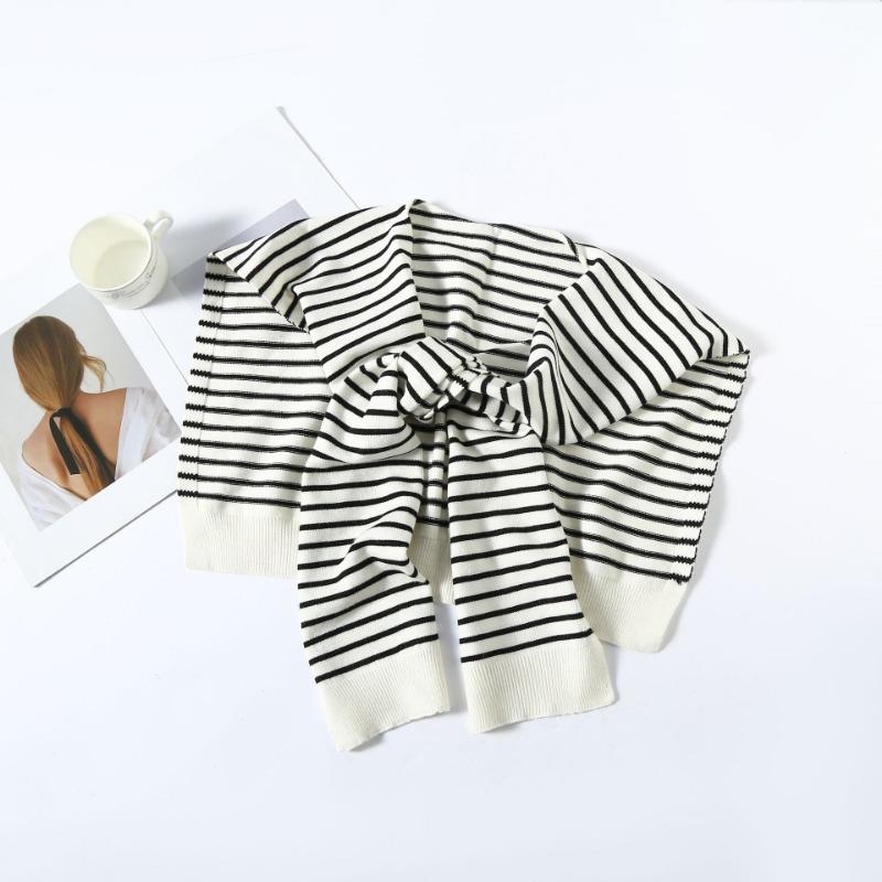 New Style Women's Striped Shoulder Small Shawl Spring and Autumn with Versatile Decorative False Collar Vest