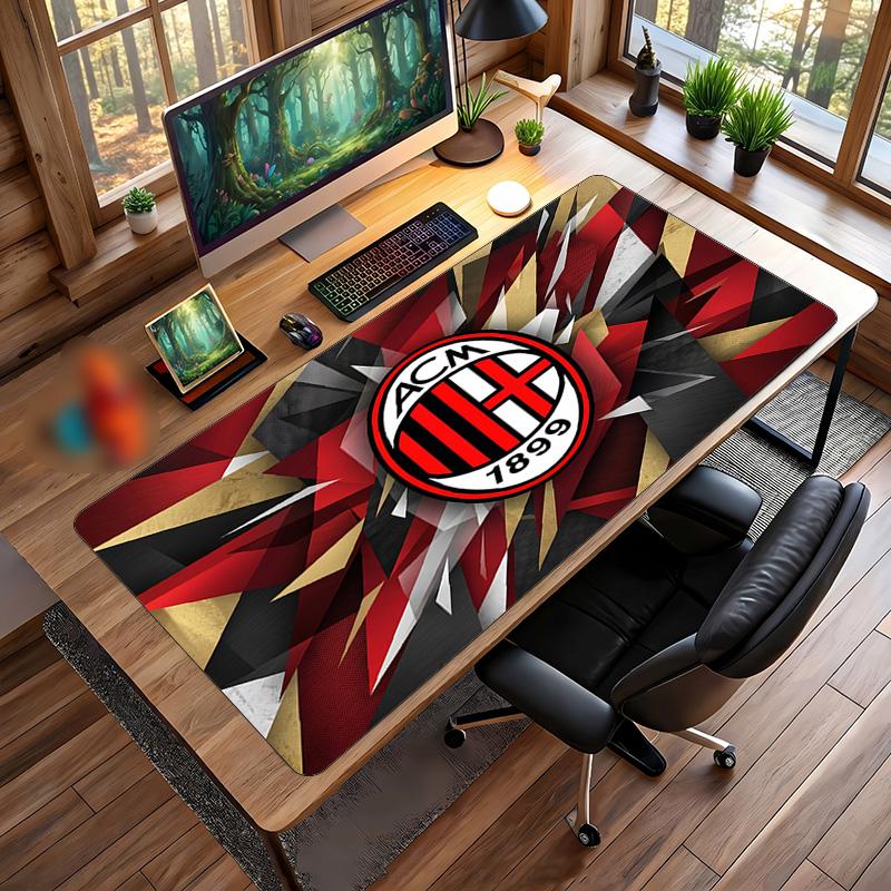 Большой коврик для мыши с принтом AC Milan, нескользящий мягкий резиновый игровой коврик для стола, декор для офисного ноутбука компьютера