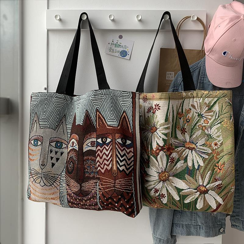 Bohemian Style Printed Bag Large Capacity Portable Mommy Bag Canvas Tote Bag Shoulder Bag