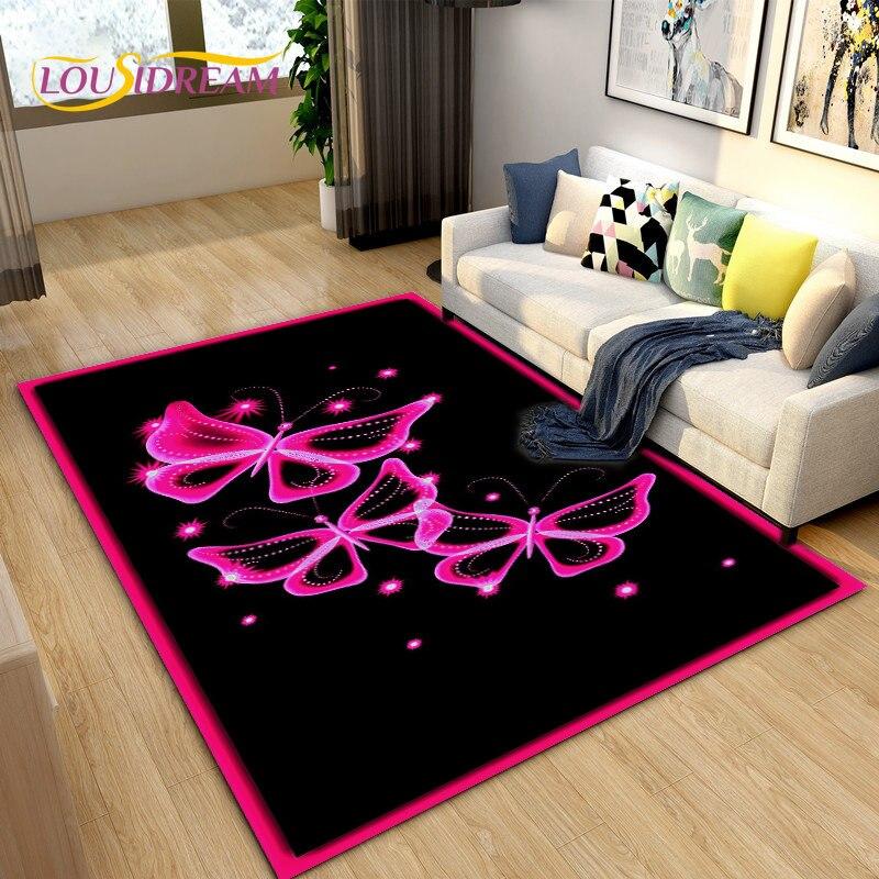 3D красочный коврик с бабочкой и цветком, ковер для гостиной, спальни, дивана для йоги, кухонный коврик для ванной комнаты, нескользящий напольный коврик