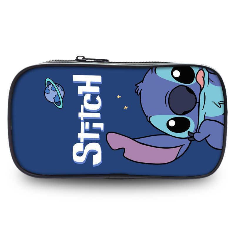 Charming Stitch Student Pencil Case Durable Polyester Cartoon Stationery Holder