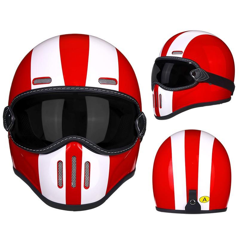 Carbon Fiber Retro Full Face Motorcycle Helmet Men Women Vintage Pig Nose Style Small Shell Cruiser Harley