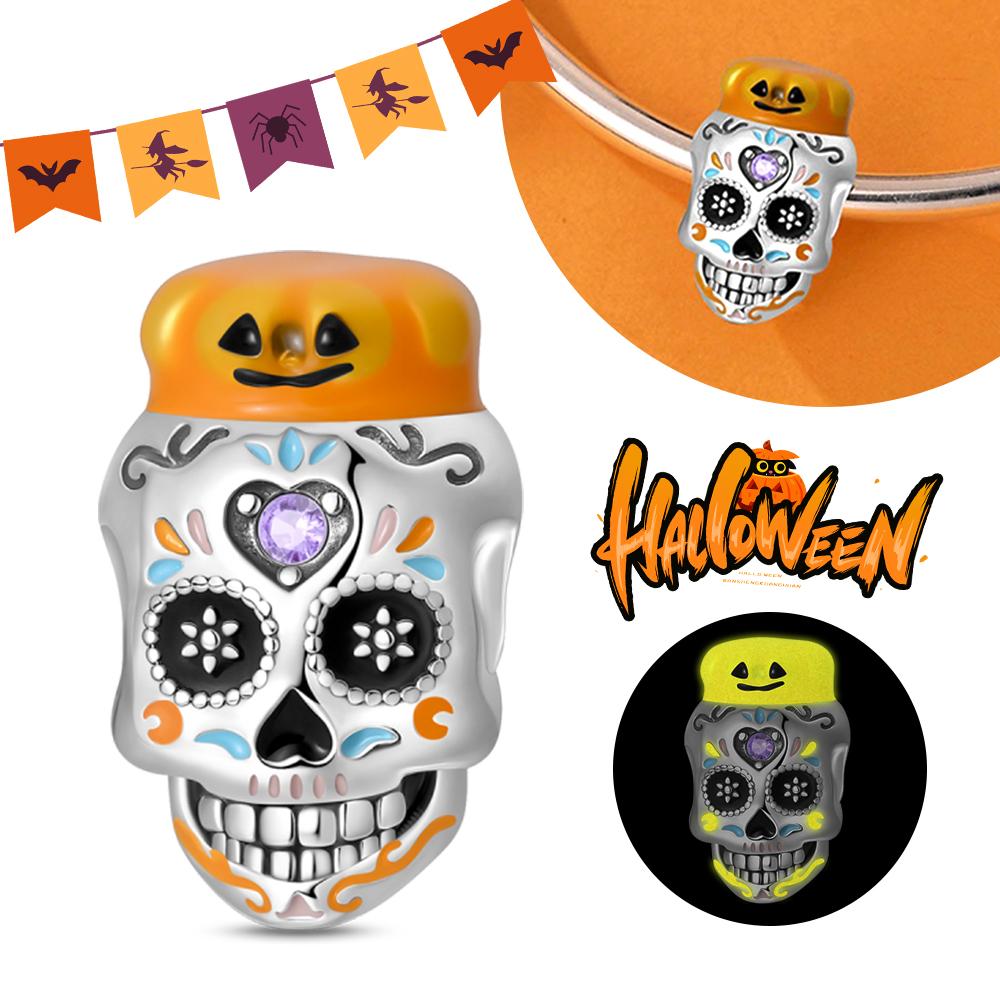 Хэллоуин Вечеринка Медный Светящийся Скелет Гроб Подвеска Бусины Подходят Браслет-шарм Для Изготовления Ювелирных Изделий Женские Подарки