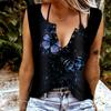 Женские майки, сексуальные летние топы без рукавов с v-образным вырезом, жилет с 3D красивым принтом бабочки, крутые легкие топы