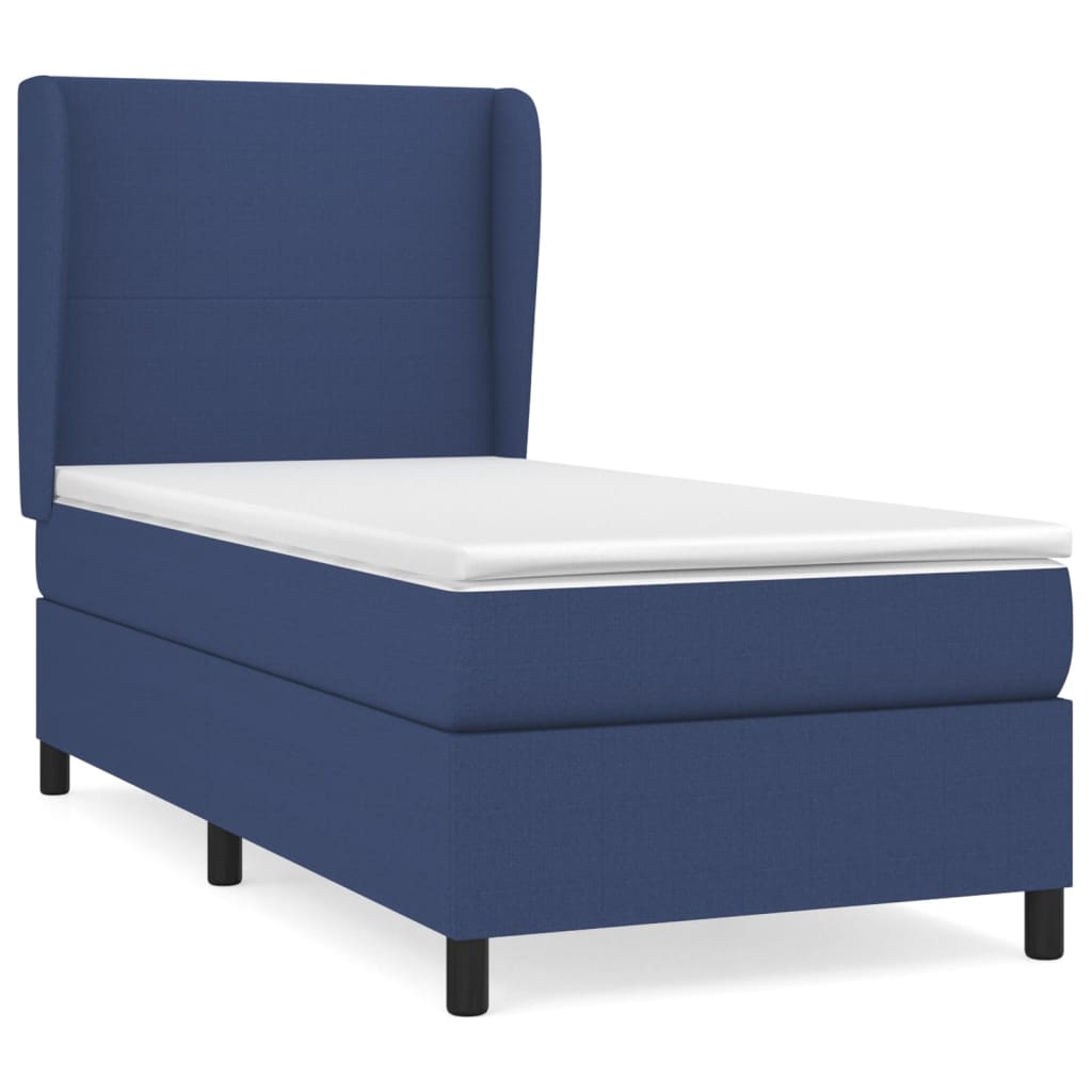 Box Spring Bed with Mattress Blue 90x200 cm Fabric