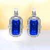 Luxury Women Jewelry Set with Red Corundum Pendant Blue Spinel Ring Earrings High Carbon Diamonds