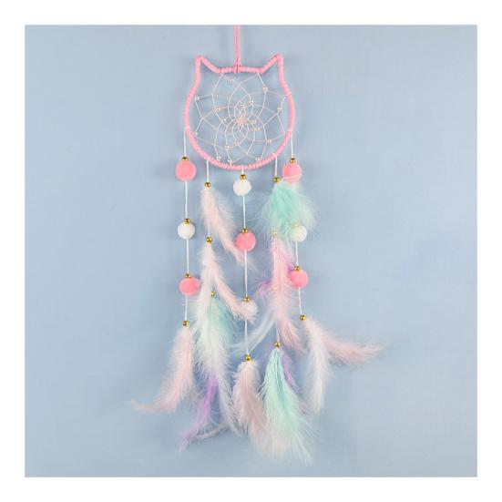 Красочные перья Ловец снов с полосой лампы Гостиная Спальня для Девочек Настенное искусство
