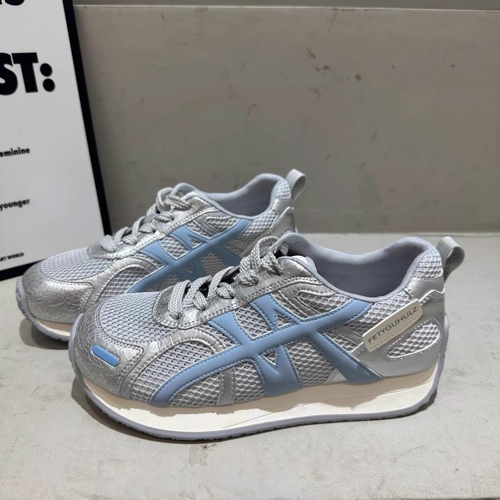 Leather mesh breathable Forrest Gump shoes women's shoes 2025 summer platform casual sports shoes soft sole lightweight dad shoes