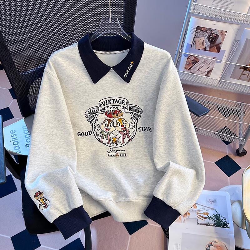 La Chapelle Retro Cartoon Embroidered Long Sleeve Top