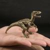 Brass Solid Jurassic Dinosaur Velociraptor Statue Office Desktop Ornaments Tea Pet Crafts Animal Figurines Miniatures Toy Gifts
