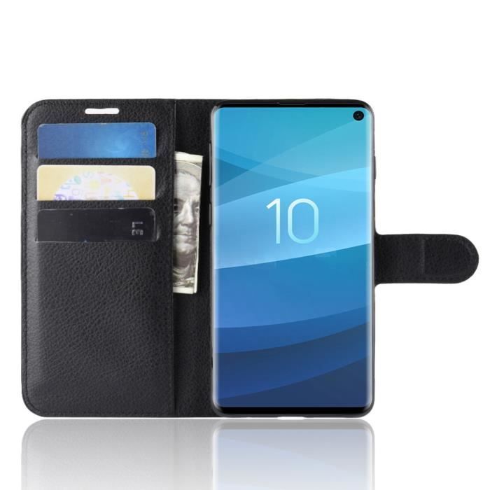 Case Cover - Samsung - Galaxy S10 - Black - PU Leather - Wallet Flip Case