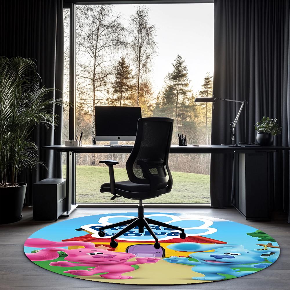 Blue's Clues Printed Round Rug Carpet Chair Rug Area Rug Entryway Doormats,for Office Chair Living Room Bedroom Kitchen Room.