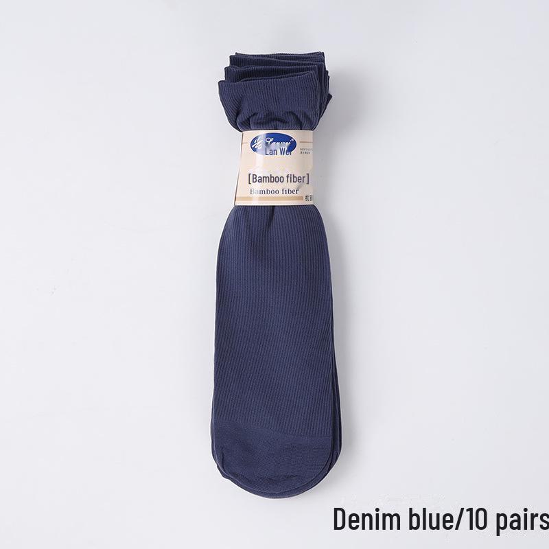 Ultra-thin Bamboo Fiber Socks for Men: Breathable, Sweat-Absorbent, Mid-Tube, Solid Color - Ideal for Spring and Summer Casual or Business Wear.