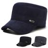 Winter Fashion Men'S Flat Top Hat Thickened Thermal Visor Hat Striped Peaked Hat Ear Protector Cotton Hat Men'S