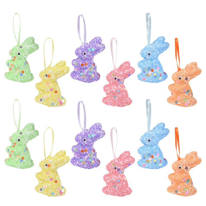 6/12 шт. Пасхальный пенопластовый кролик, разноцветный кролик, подвесное украшение для весенней пасхальной вечеринки, принадлежности для украшения дома, детские подарки, сувениры