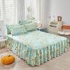 New Princess Printed Double Layers Bed Skirt Non-slip Mattress Cover Home Bedroom Soft Bedspread Bed Skirt Bedsheet Bed Cover