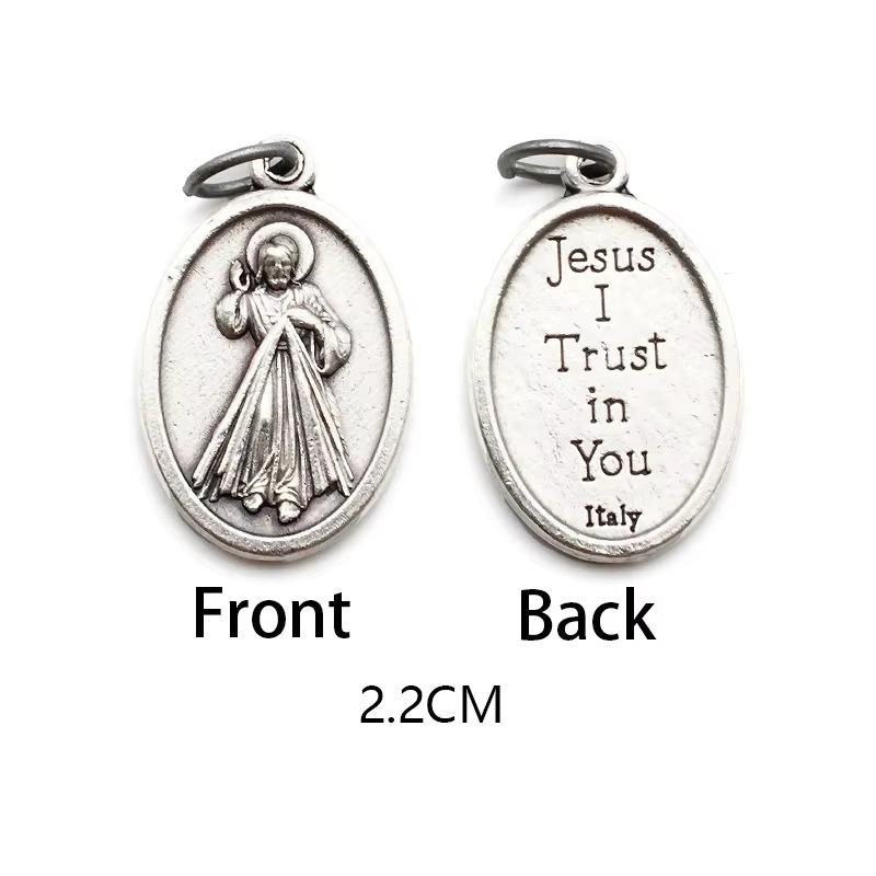 Двусторонние металлические подвески, ожерелья, браслеты, аксессуары своими руками, большая овальная святая медаль, кулон для любой цепи или ожерелья, христианские украшения