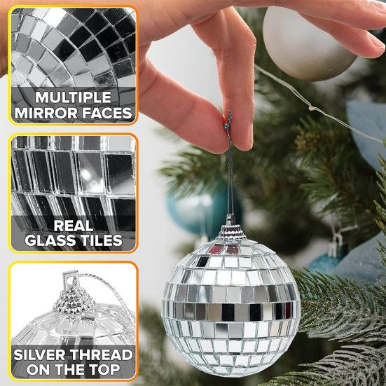 Hanging Ornament Reflective Silver Color Mirror Disco Balls Holiday Party Scene Layout DIY Accessories