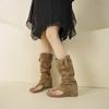 Two Wear Flip-Toe Suede Cool Boots 2024 Новые ковбойские сапоги в стиле вестерн Брюки Spice Girls Длинные сапоги Сандалии Женские
