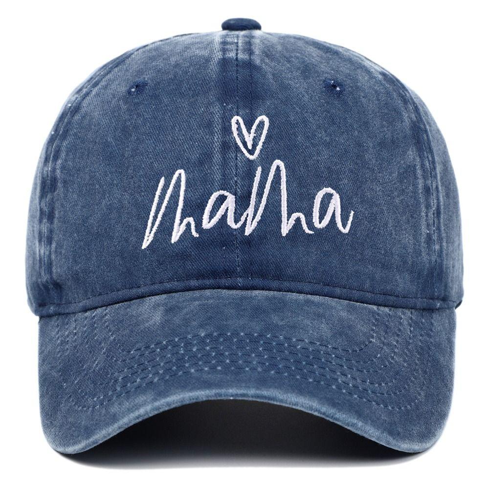 Adjustable Mama Heart Embroidery Caps Washed Cotton Outdoor Sunscreen Hats Baseball Hats Gifts