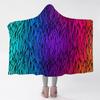 Rainbow Psychedelic Building Block Soft Flannel Thermal Hooded Blanket Home Outdoor Office Essential Blanket
