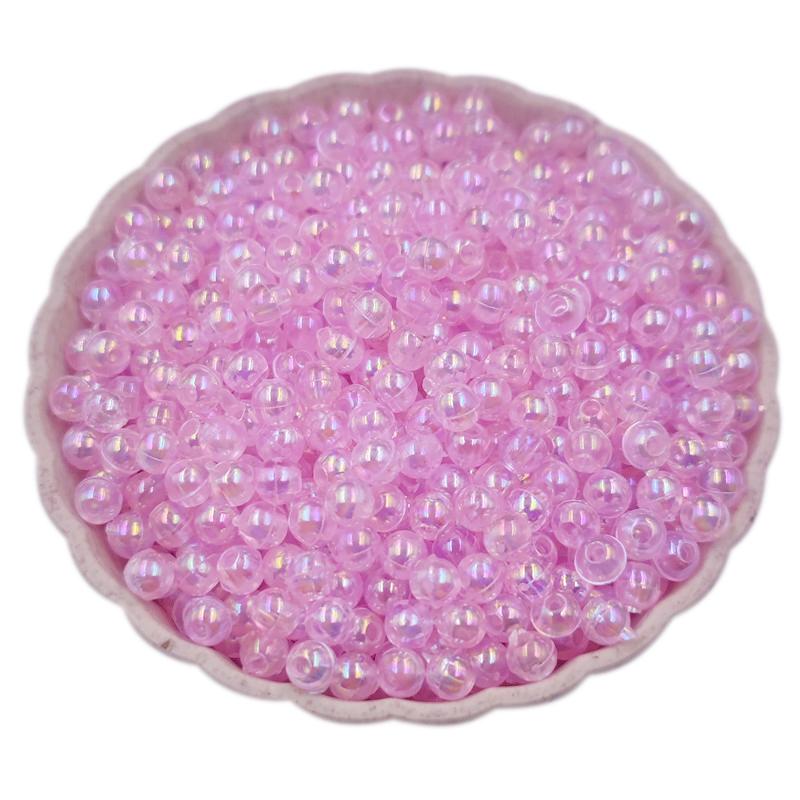 4, 6, 8 мм, 40-200 шт., акриловые круглые свободные бусины для ожерелья ручной работы, браслета, DIY изготовления ювелирных изделий AB, цветные прозрачные поделки