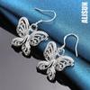 925 Sterling Silver Hollow Butterfly Piercing Earrings Fashionable Wedding Jewelry