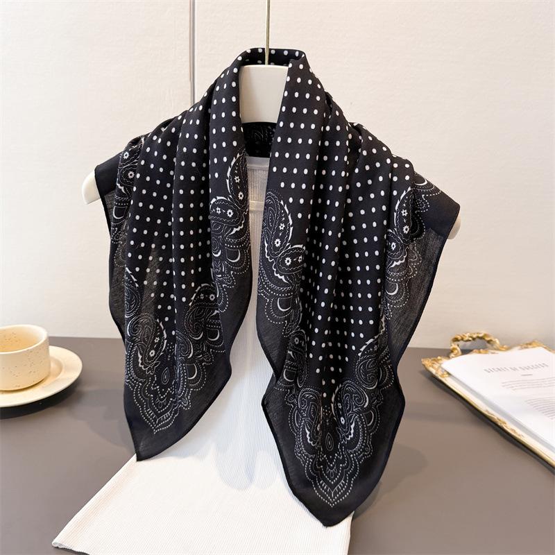 Горошек Стиль Елочка Узор Хлопок И Лен Маленький Квадратный Шарф Шелковый Шарф Имитация Бархата Головной Платок Шаль Шарф для Защиты от Солнца Женский Шарф