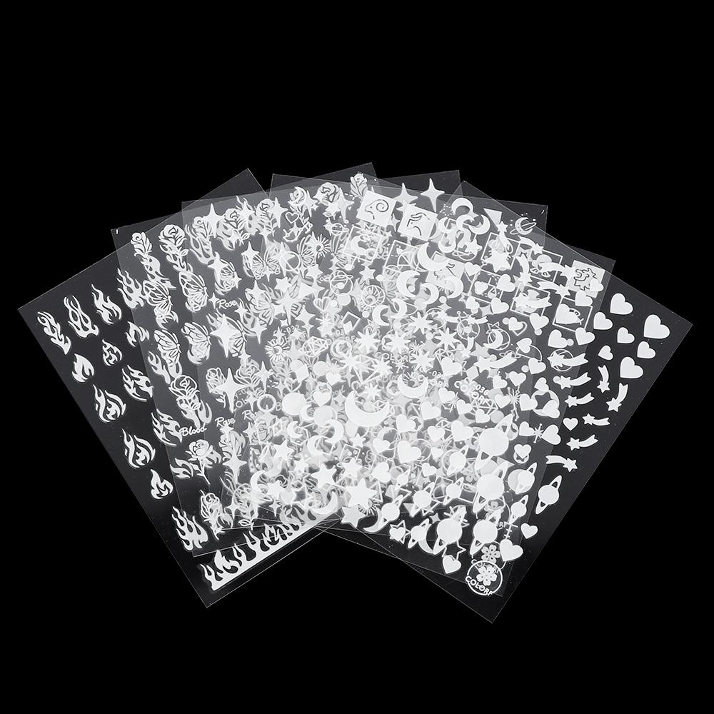 Rose Butterfly 3D Nail Polish Sticker Nail Art Glitter Decal Nail Stickers Flame Luminous Effect