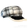 Autumn and winter new fashion plaid woolen octagonal hat women's versatile duck tongue outdoor French warm color matching newsboy hat