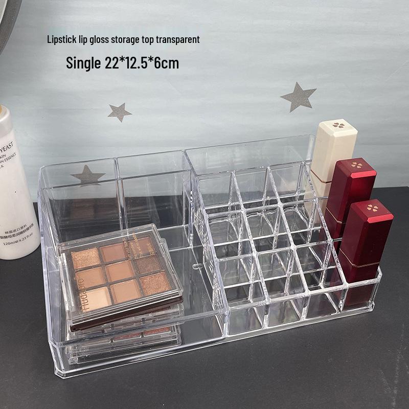 Acrylic Makeup Organizer: Dustproof Lipstick, Lip Gloss, and Eyeshadow Storage Box with Desktop Drawers