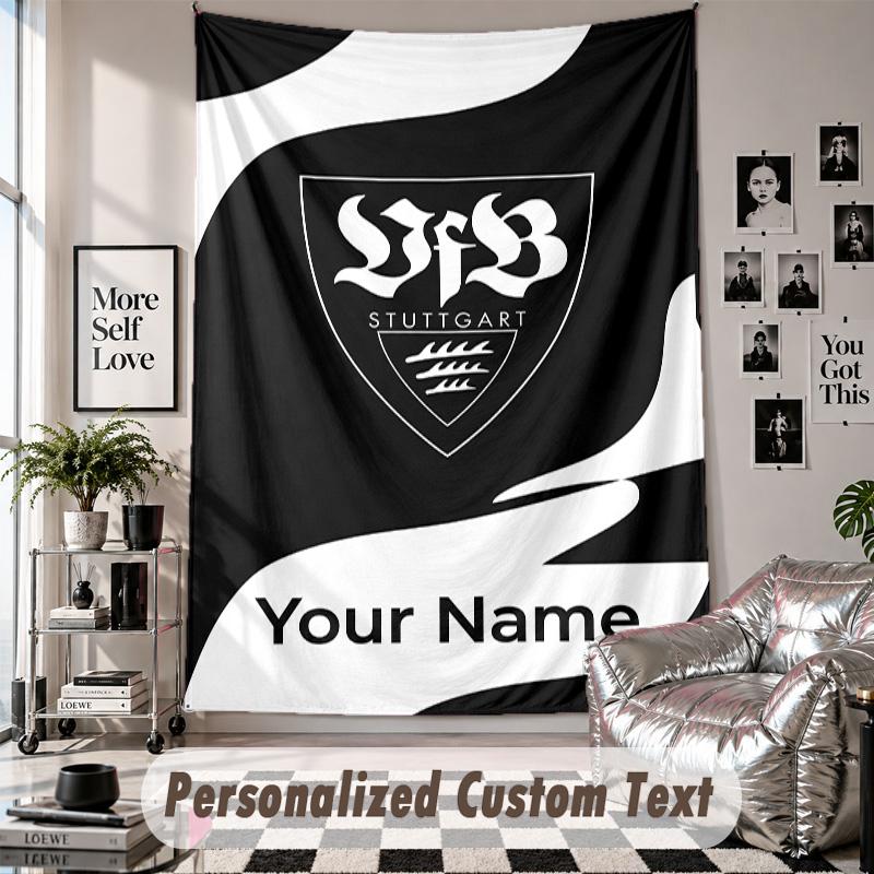 Wall Hanging Tapestry With Custom Name & Text, VfB Stuttgart FC Decorative Tapestry For Bedroom