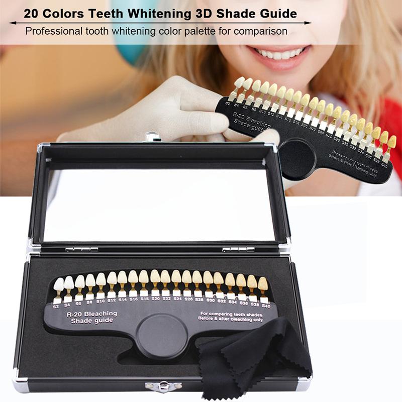 NICEDEN 20 Colors 3D Shade Guide Tooth Shade Chart Board Color Comparator Teeth Whitening Set Bleaching Dental Plate