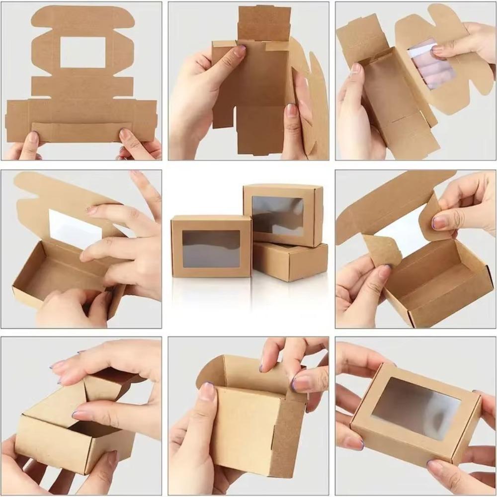 10/20Pcs Kraft Paper Candy Cake Boxes Square Handmade Soap Case Birthday Presents Packaging