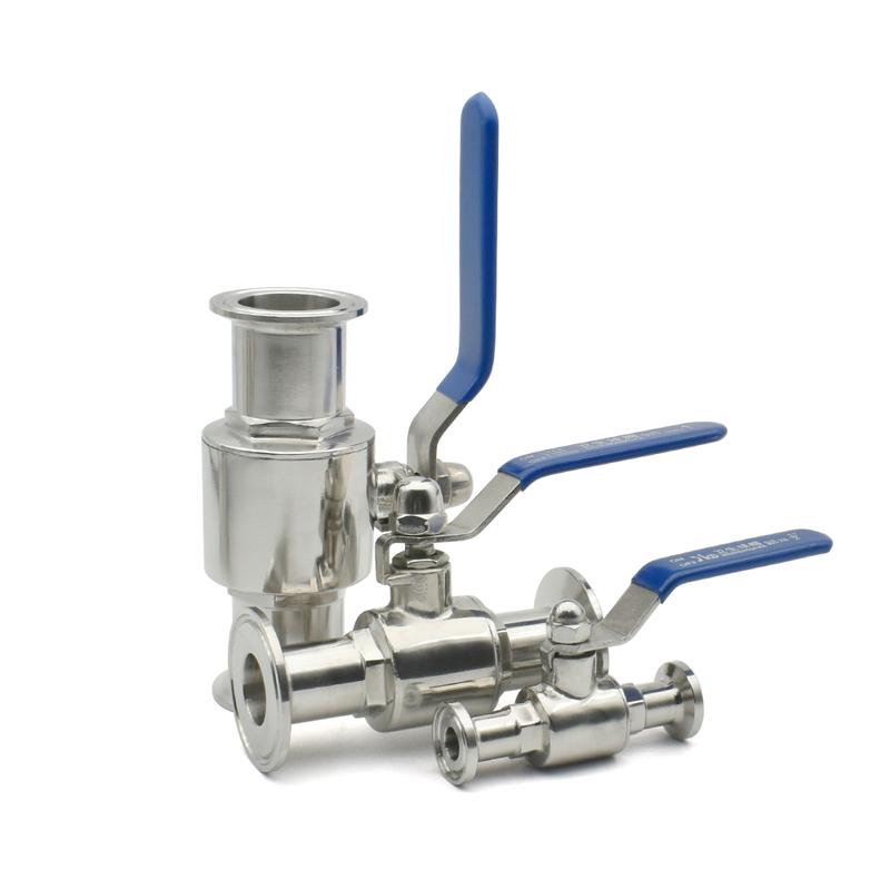 OD12.7-51mm 304/316L Stainless Steel Sanitary Grade Straight Through Fast Ball Valve With Three Clamps 25.4-64mm Self-made