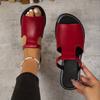 Fashion 2024 Women Hollow Red Fish Mouth Sandals Soft Bottom Beach Shoes Fashionable Versatile Home Non-slip Flat Slippers Slides Women